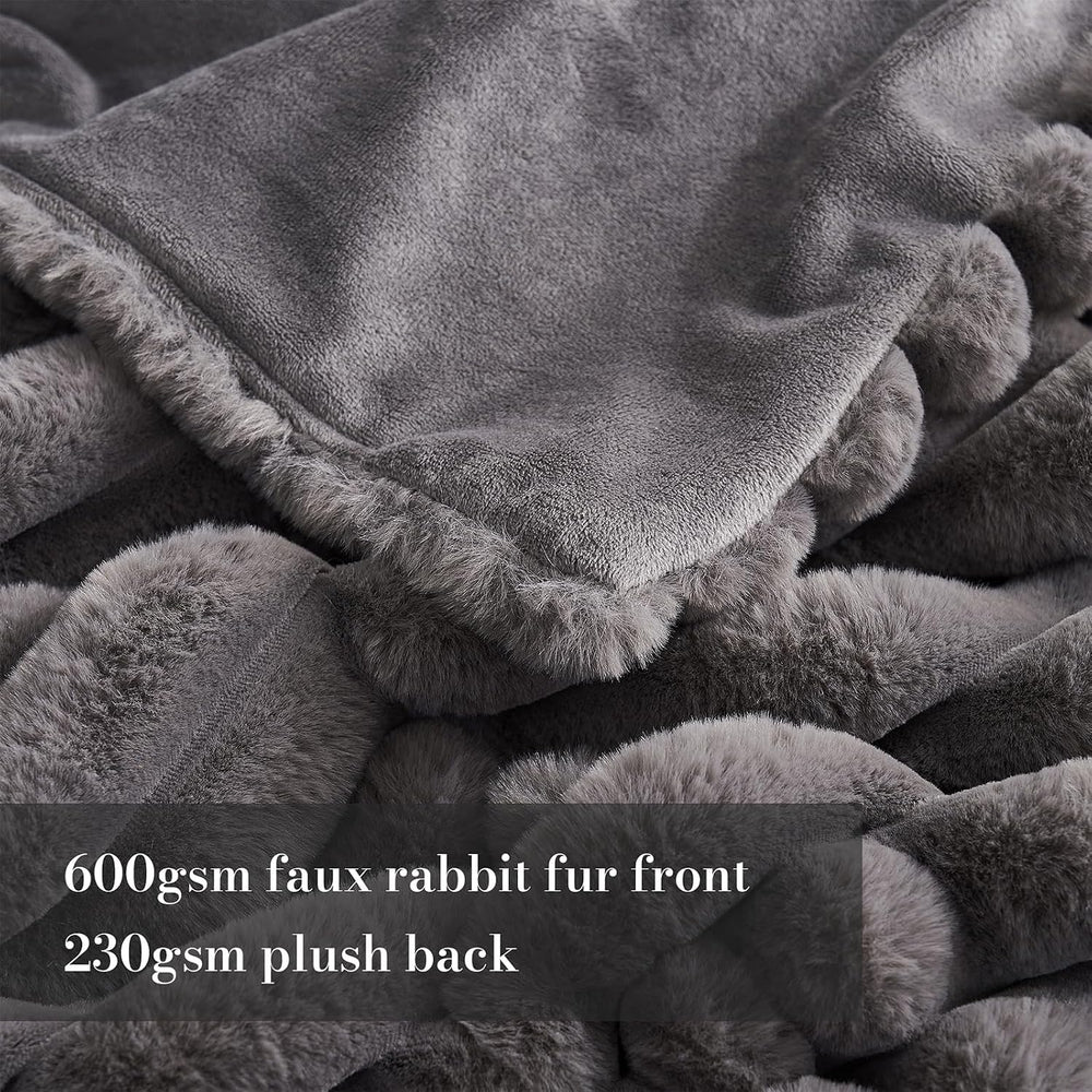 Amélie Home Soft Faux Fur Throw Blanket for Couch, Charcoal Grey, 55"x70...