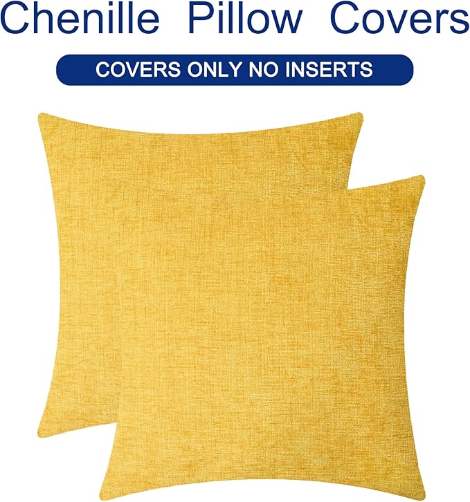 CaliTime Throw Pillow Covers Decorative 18 X 18 Inches Pack of 2 Cozy Chenille - Image 6