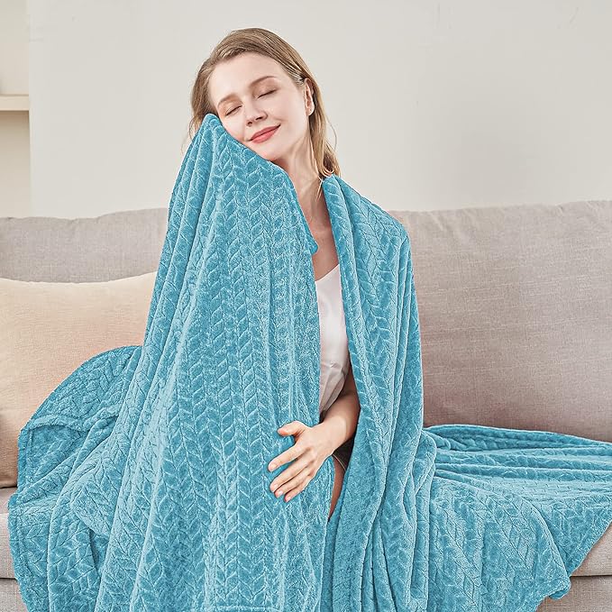 inhand Blue Fleece Twin Blanket, Super Soft Flannel Cozy Blankets - Image 5
