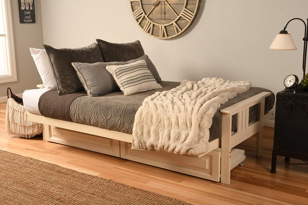 Kodiak Furniture Monterey Futon Set with Storage Drawers, with Antique White ...