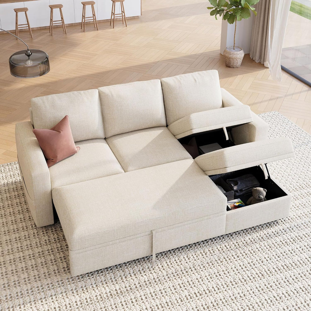 HONBAY Modular Sectional Sleeper Sofa with Pull Out Bed, L Shaped Couch with ...
