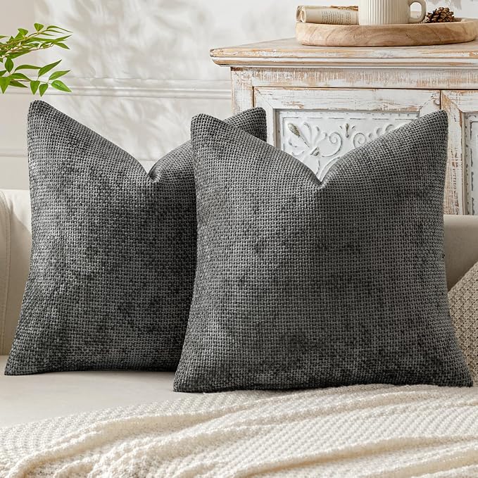 MIULEE Pack of 2 Couch Throw Pillow Covers 18x18 Inch Dark Gray Modern Boho by MIULEE