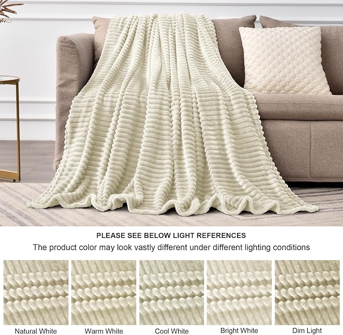 BEDELITE Fleece Blanket Twin Size – 3D Ribbed Jacquard Soft and Warm Decorative - Image 9
