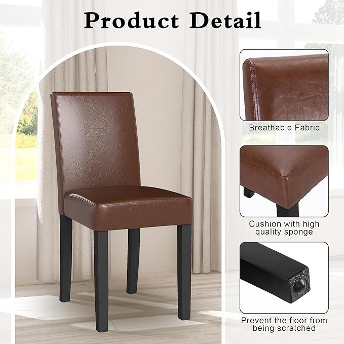 LSSPAID Dining Chairs Set of 2, Modern Stylish PU Leather Upholstered Parson ...