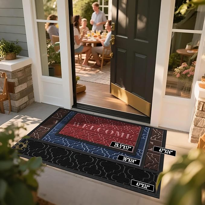 Yimobra Welcome Mat Outdoor Indoor, All-Season Waterproof Front Door Mat - Image 3