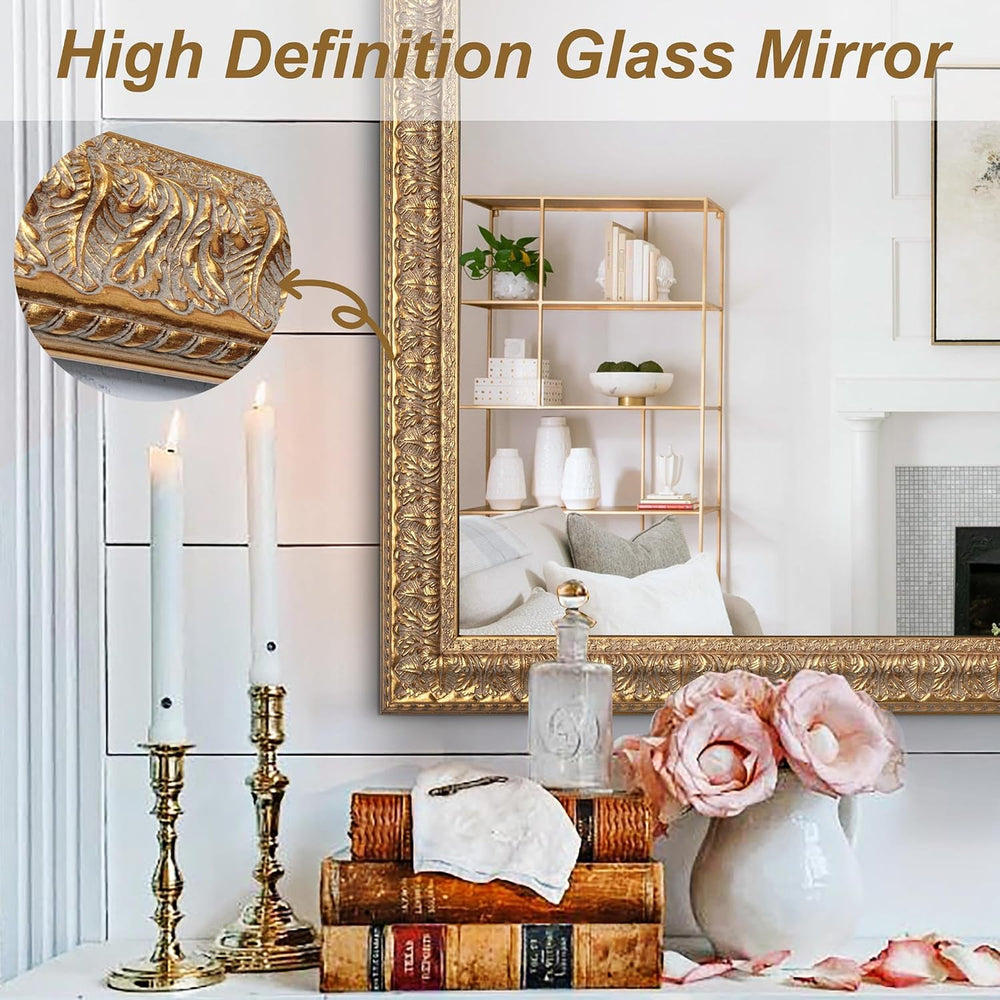 61"x31" Large Living Room Mirror for Decor, Gold Wall Mirror with C...