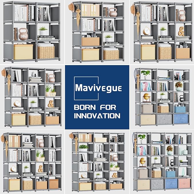 Mavivegue Book Shelf, 20 Cube Storage Organizer, DIY Bookcase, Metal Cube - Image 6