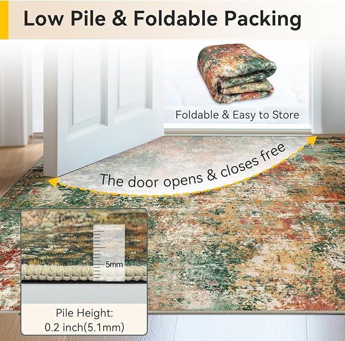 Washable Area Rugs 6ft Non-Slip Modern Abstract Soft - Image 6