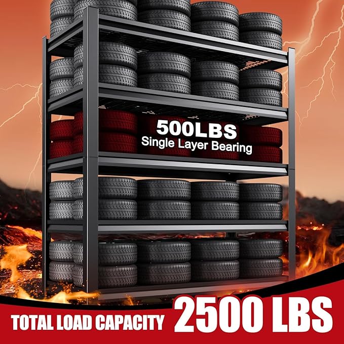 Set of 3 Garage Shelving-3000 lbs 5 Tier Storage Shelves, Adjustable Heavy Duty - Image 5