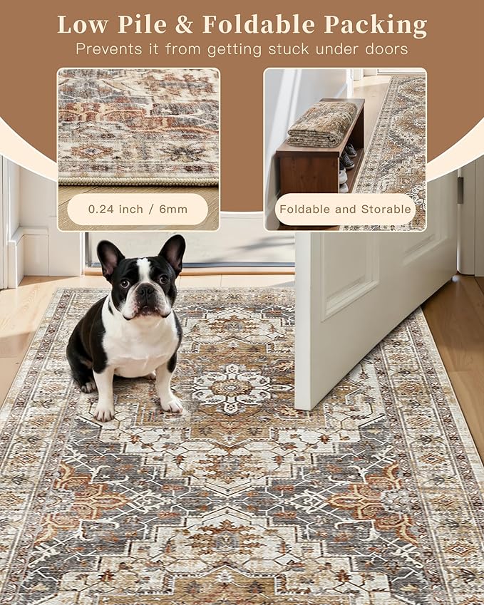 Madane Hallway Rug 3x10, Kitchen Rugs Washable Entryway Rug Vintage Kitchen - Image 7