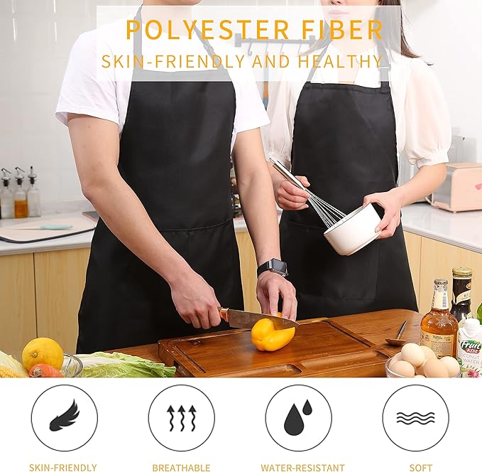 Tosewever 4 Pack Adjustable Bib Apron Waterdrop Resistant Apron - Image 5