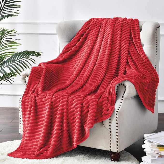 BEDELITE Fleece Throw Blanket for Couch – 3D Ribbed Jacquard Soft and Warm - Image 8
