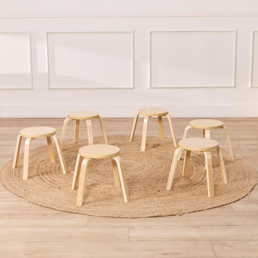 ECR4Kids Bentwood Stackable Stools, 12in Seat Height, Classroom Furniture, Na...