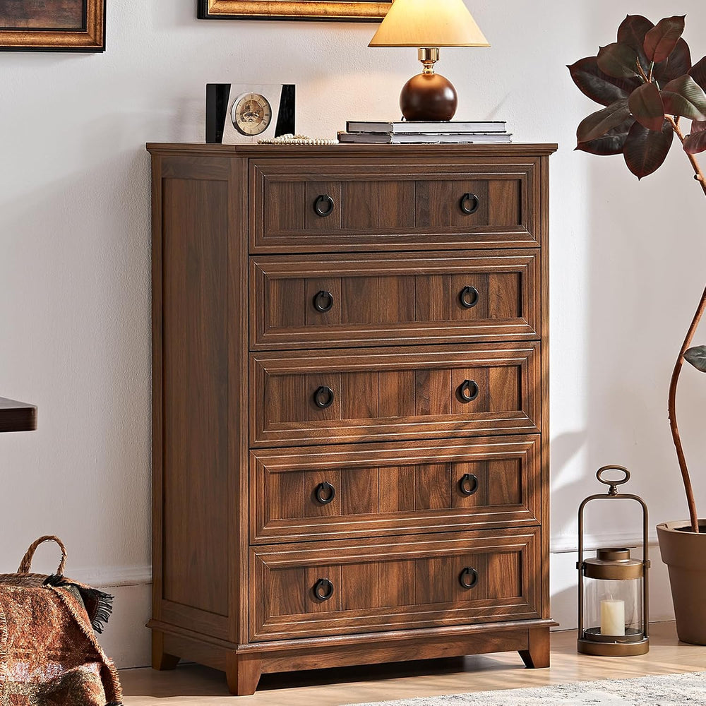 Joaxswe Farmhouse Dresser and Nightstand Sets 3 Piece, Brown
