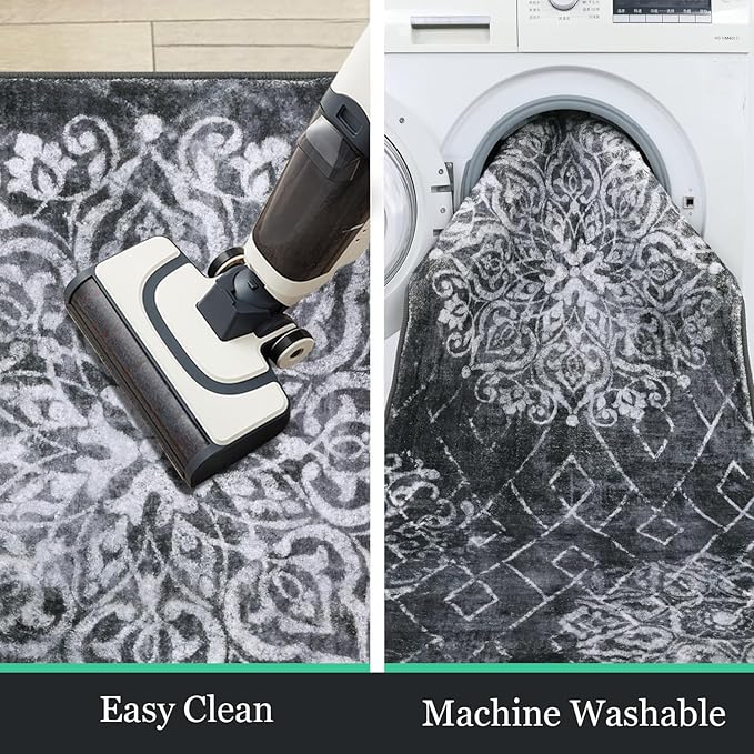 HEBE Hallway Runner Rug 2'8''x14' Washable Vintage Distressed Area Rugs Non - Image 5