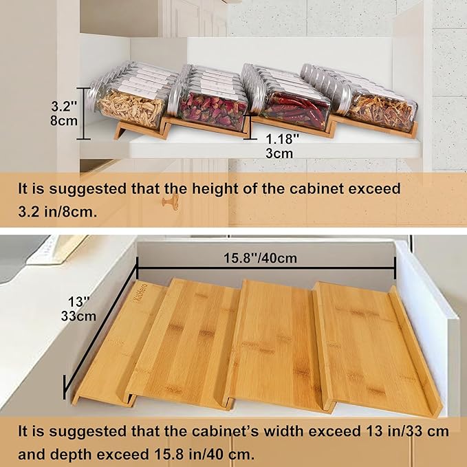 Spice Drawer Organizer with 28 Spice Jars and 216 Labels, Non-slip Rubber - Image 2