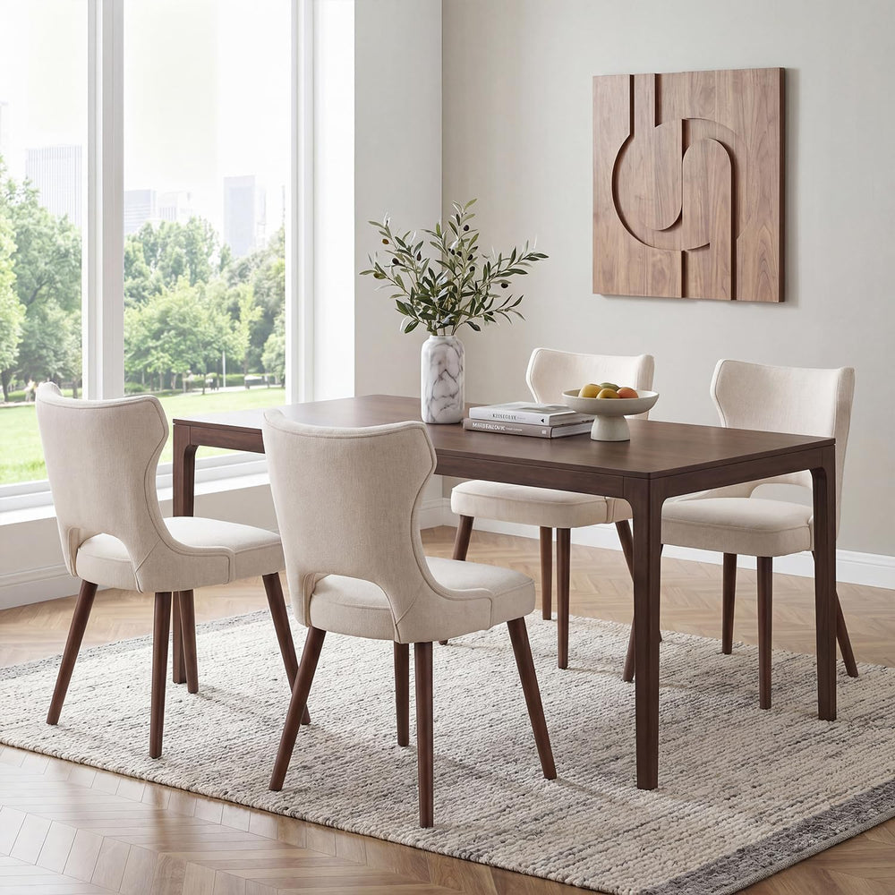 Wooden Dining Chairs Set of 4, Mid Century Dining Room Chairs with Solid Wood...