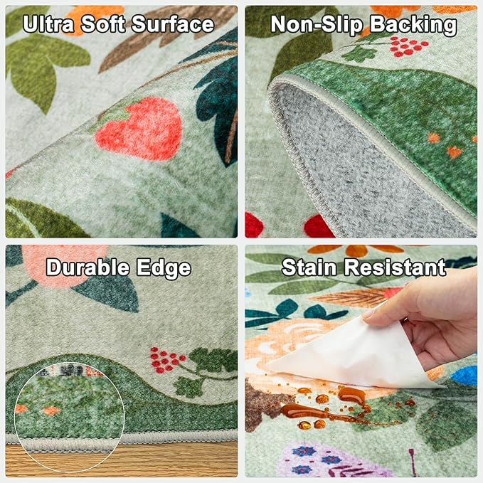 8x10 Area Rugs for Living Room: Floral Washable Rug Vintage Large Soft Boho - Image 6