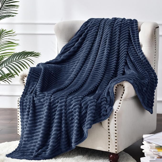 BEDELITE Fleece Blanket Twin Size – 3D Ribbed Jacquard Soft and Warm Decorative - Image 8