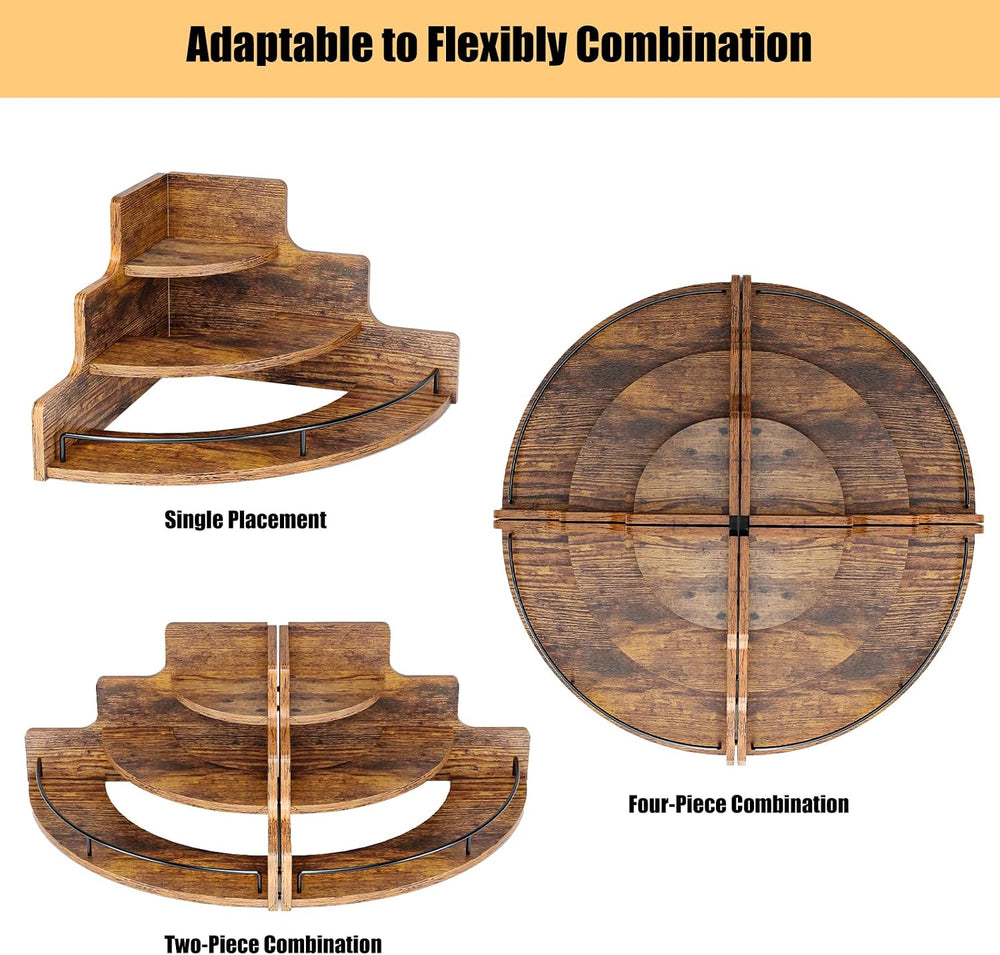 KLM Liquor Bottle Display Corner Shelf, Brown | Coffee Syrup Rack Organizer, ...