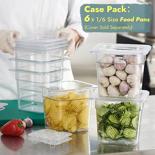 CURTA 6-Pack 1/6 Size 6" Deep NSF Polycarbonate Food Pans | Dishwasher & - Image 3