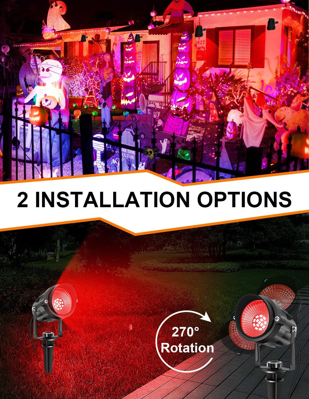 Halloween Red Landscape Lights Outdoor, 14 LED Landscape Lighting with US Plu...