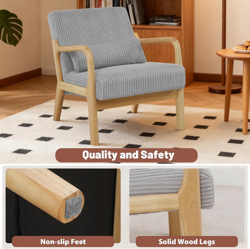 Youtanic Accent Chair Set of 2, Mid-Century Modern Armchair with Waist Cushio...