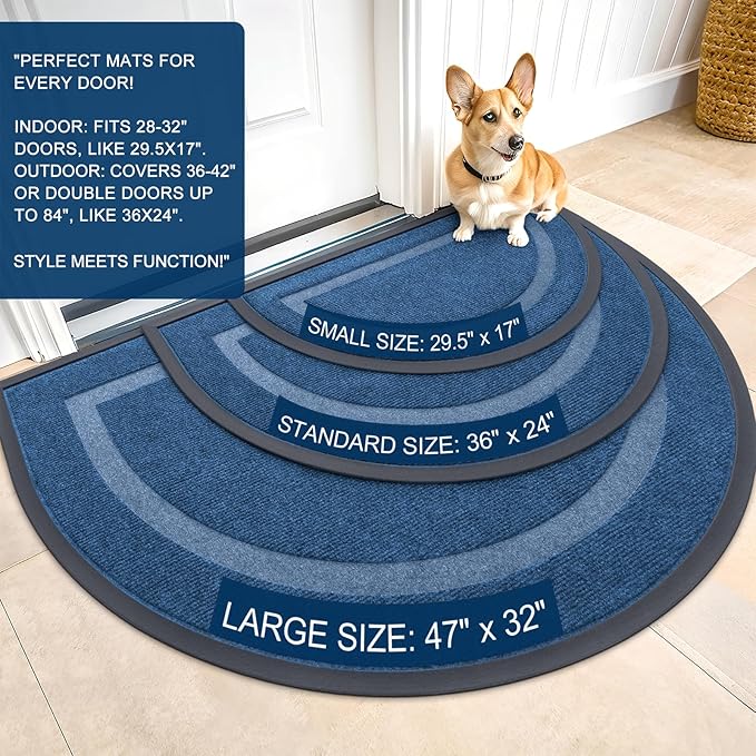 OLANLY Half Circle Door Mat Indoor Outdoor Entrance Welcome, Waterproof - Image 2
