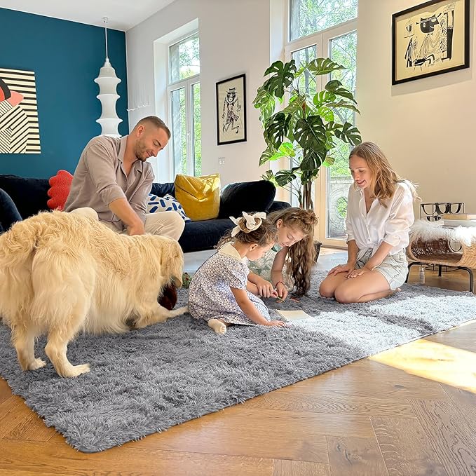 OLANLY 3x5 Machine Washable Small Bedside Rug, Soft Fluffy Shaggy Rugs - Image 7