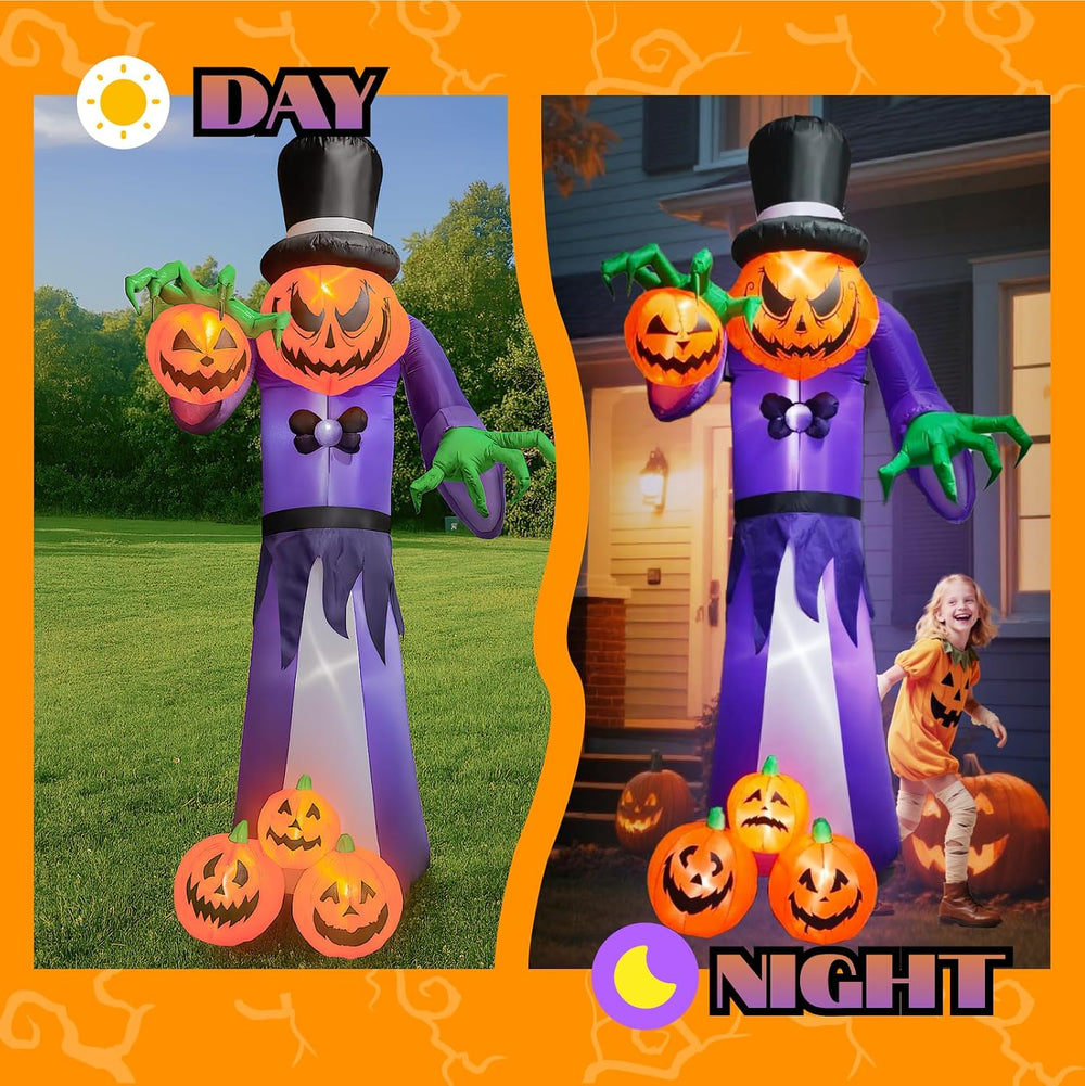 11FT Giant Halloween Inflatable Pumpkin Grim Reaper with LEDs