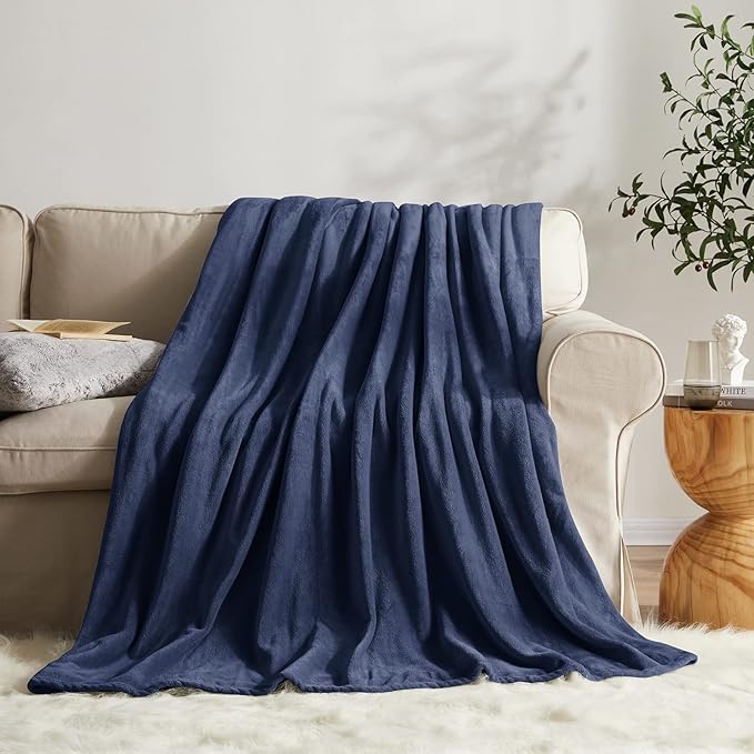 KMUSET Fleece Blanket King Size Navy Lightweight Super Soft Cozy Luxury by COZYBLANKETHappyHomeLife