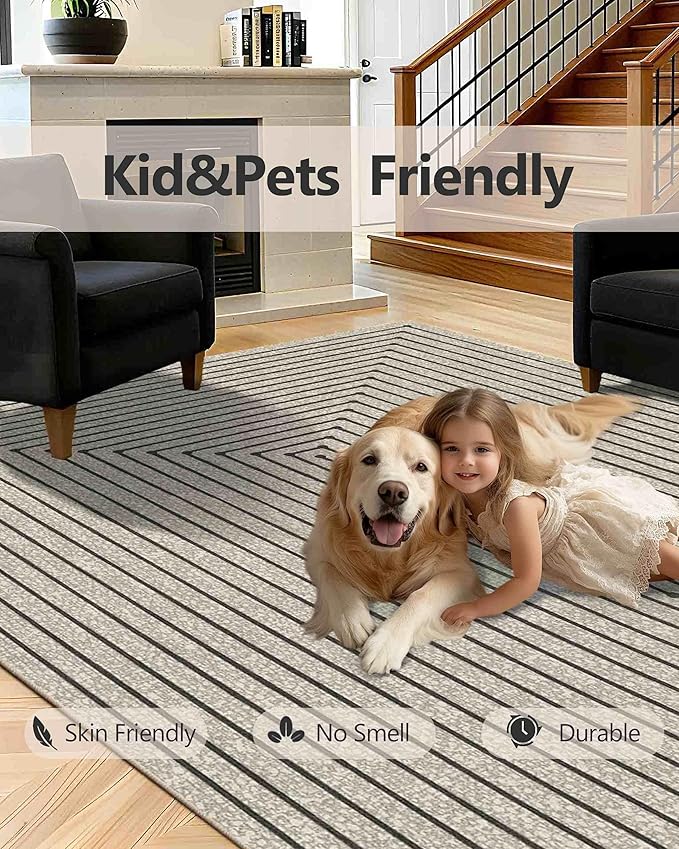 Latte&Fog 10x14 Area Rug for Living Room, Extra Large Beige Modern Abstract - Image 7