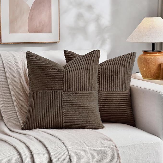 Fancy Homi 2 Packs Dark Brown Big Decorative Throw Pillow Covers 24x24 Inch - Image 6