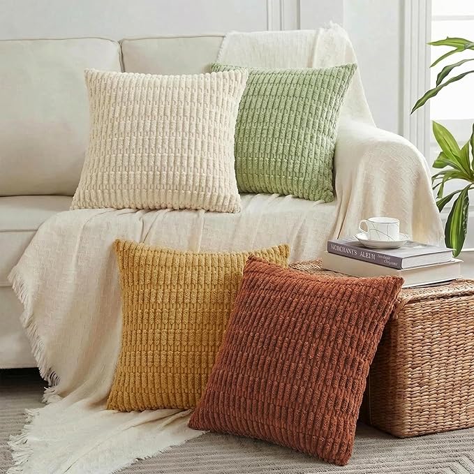 Fancy Homi 4 Packs Boho Fall Euro Decorative Throw Pillow Covers 28x28 Inch by Fancy+Homi