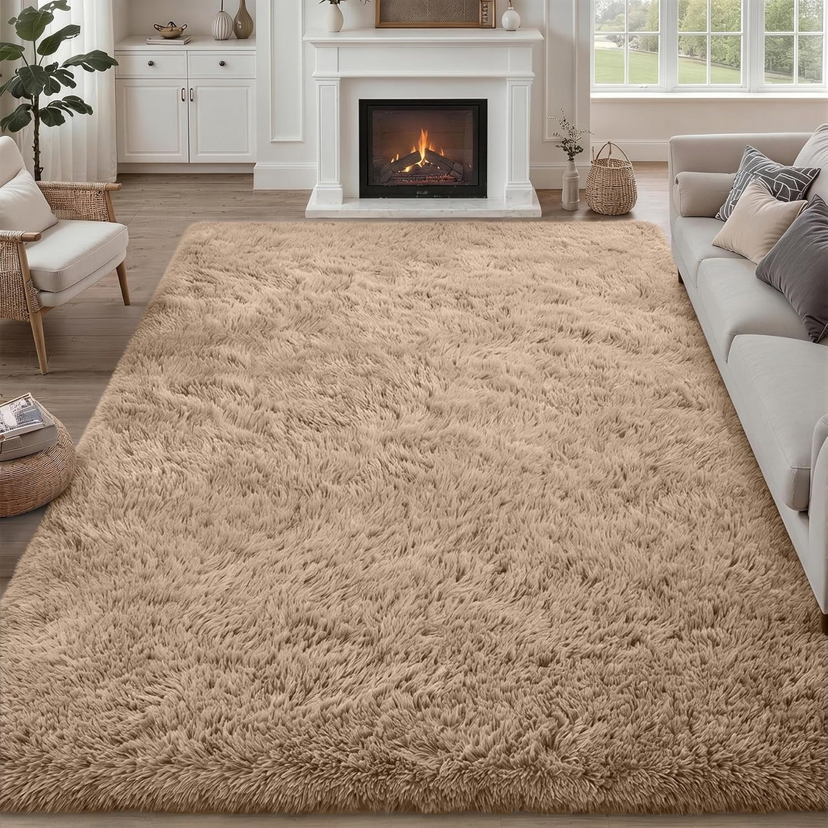 8x10 area rug living room bedroom: fluffy plush, main product view