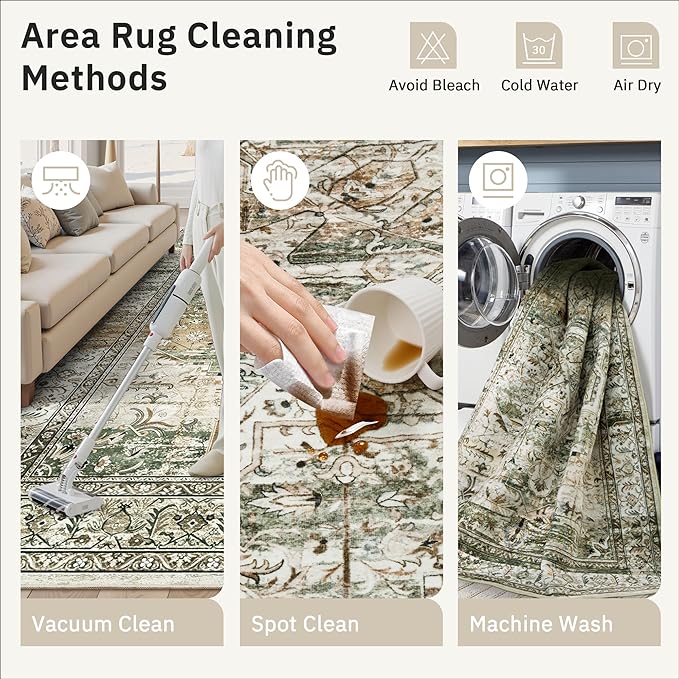6x9 Area Rugs for Living Room Non-Slip Washable Rugs 6x9 Vintage Rug for - Image 4