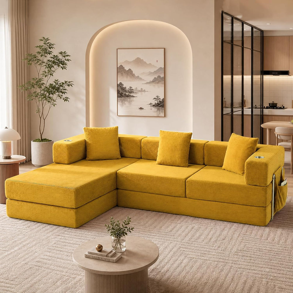Modular Sectional Sofa, 108" L-Shaped Couch with Deep Seat
