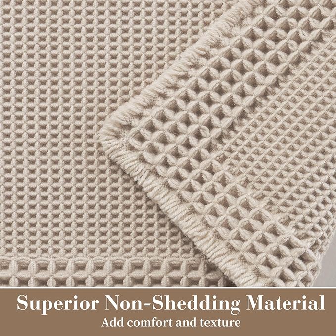 RESARE Waffle Bathroom Runner Rugs, Super Absorbent Bath Mat Non Slip Washable - Image 2