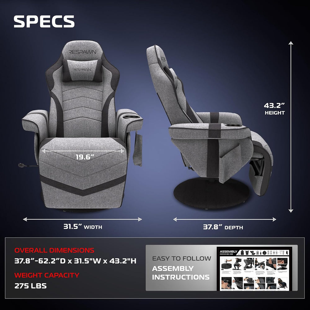 RESPAWN 900 Gaming Recliner Chair with Footrest, Cup Holder and Swivel