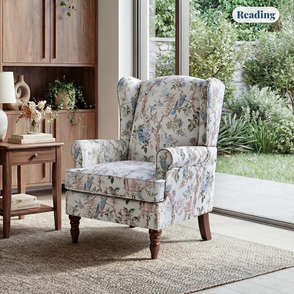 EROMMY Floral Accent Chair, Comfortable High Back Upholstered Armchair with S...