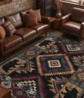 YIHOUSE Rustic Cabin Area Rug for Living Room 8x10, Machine Washable Lodge Bear by YIHOUSE