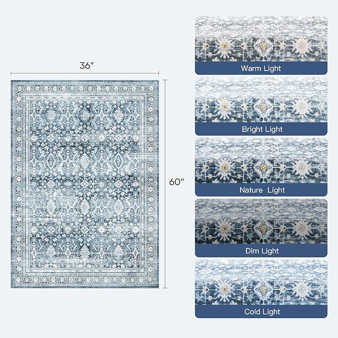 Lofus 3x5 Area Rug for Entryway, Washablee Soft Rugs for Bedroom, Living Room - Image 2