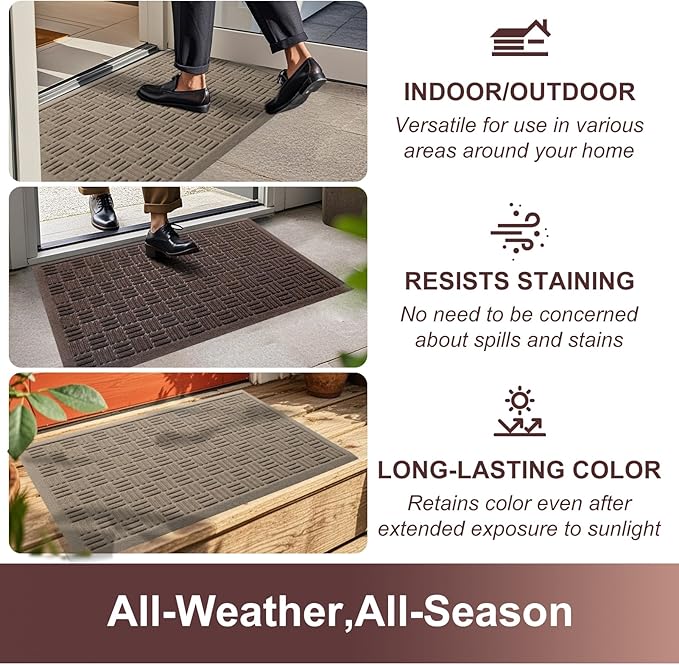 Mibao Front Door Mat Indoor Outdoor Entrance, Dirt Trapping Waterproof - Image 4