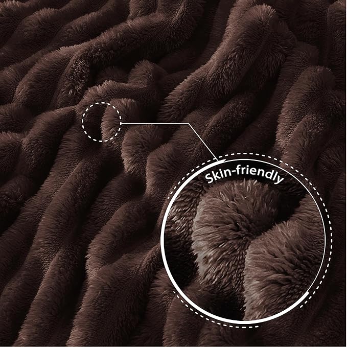 Exclusivo Mezcla Queen Size Flannel Fleece Blanket, Super Soft Striped Jacquard - Image 5