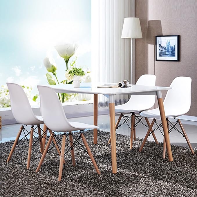COSTWAY Dinning Chair Set of 4, Mid Century Modern Eiffel DSW Style Shell Mol...