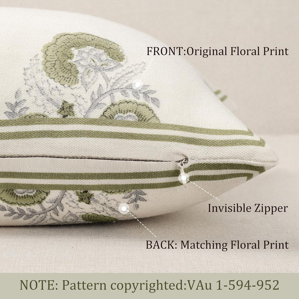 Vintage Floral 14x36 Lumbar Pillow Cover for Bed Pack of 1, Double-Sided Bota...
