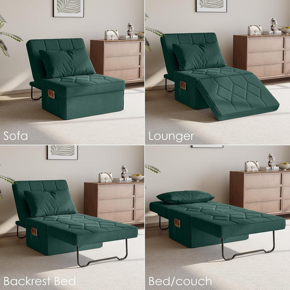 Ottoman Bed Sleeper, 28" Convertible Sleeper Chair Bed, Green