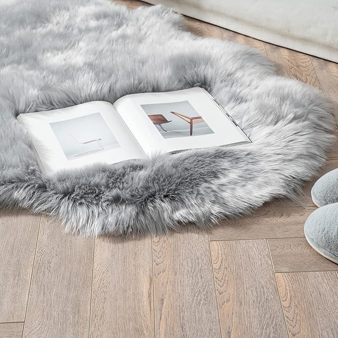 MIULEE Luxury Super Soft Fluffy Area Rug Faux Fur Sheepskin Rug Decorative - Image 3