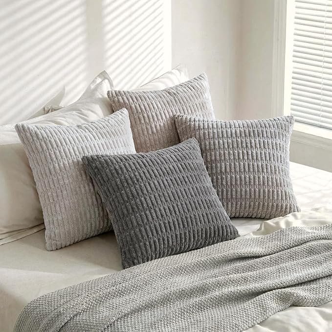 Fancy Homi Set of 4 Grey and White Boho Decorative Throw Pillow Covers 26x26 - Image 8