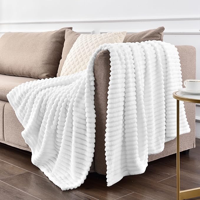 BEDELITE Fleece Blanket King Size – 3D Ribbed Jacquard Soft and Warm Decorative - Image 5